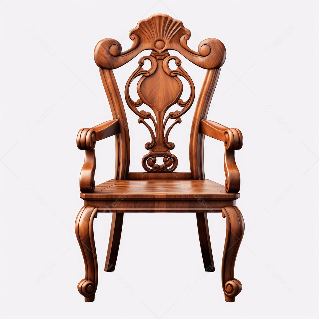 Cadeira de madeira sobre um fundo branco