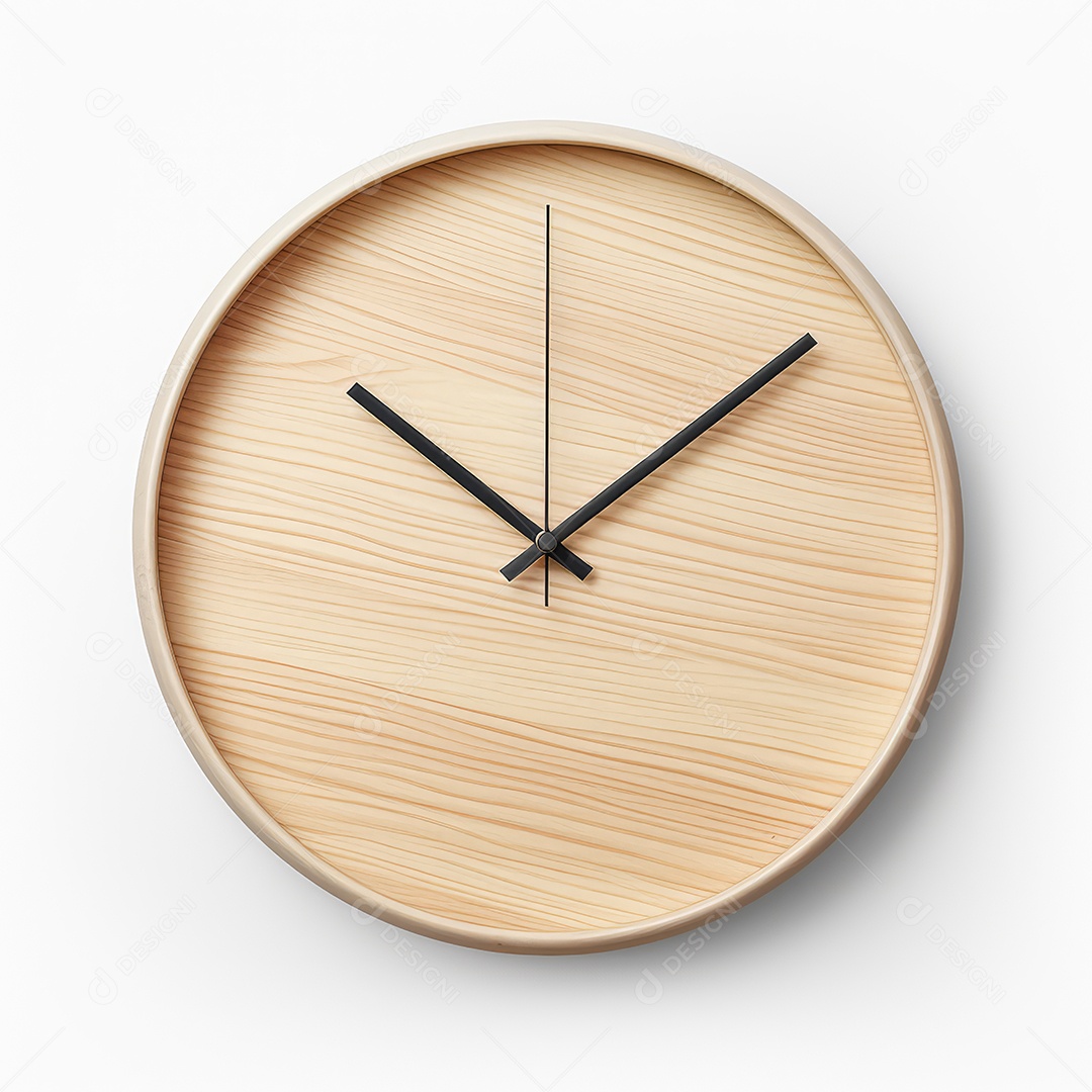Relógio de madeira sobre fundo branco