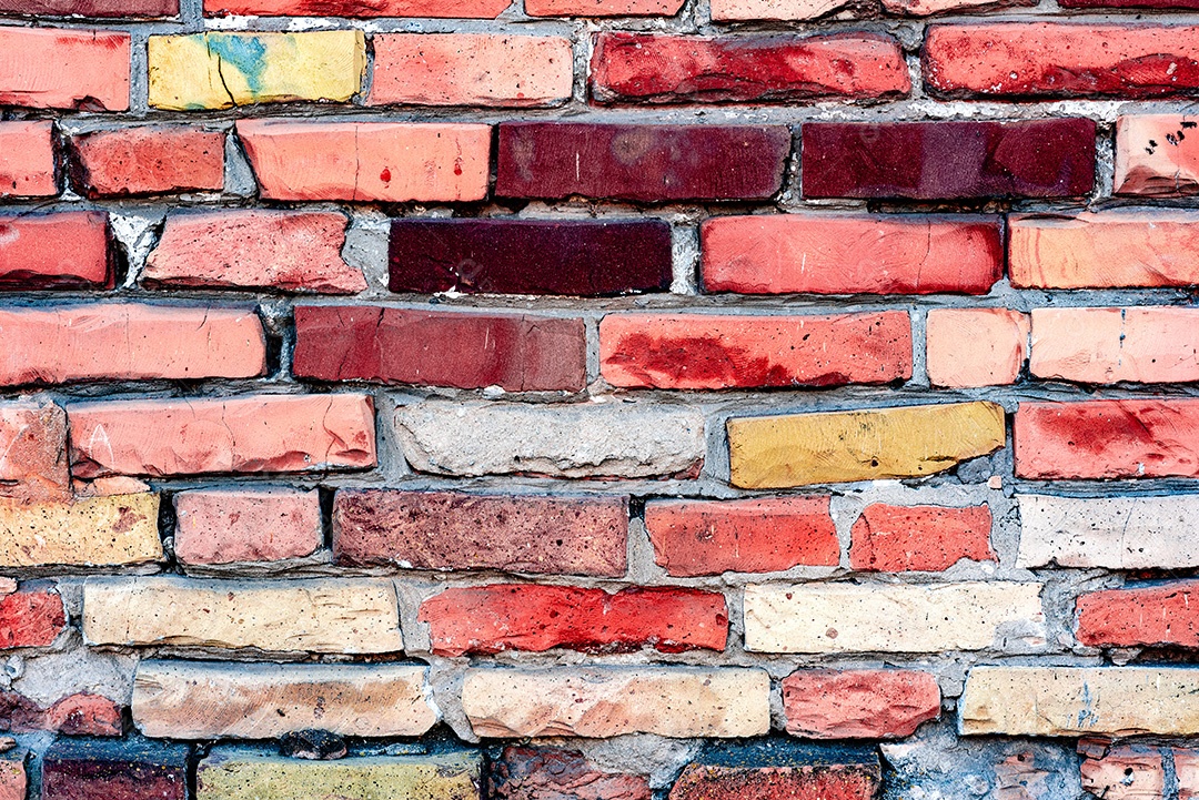 Textura, tijolo, parede, pode ser usado como fundo. Textura de tijolo com arranhões e rachaduras