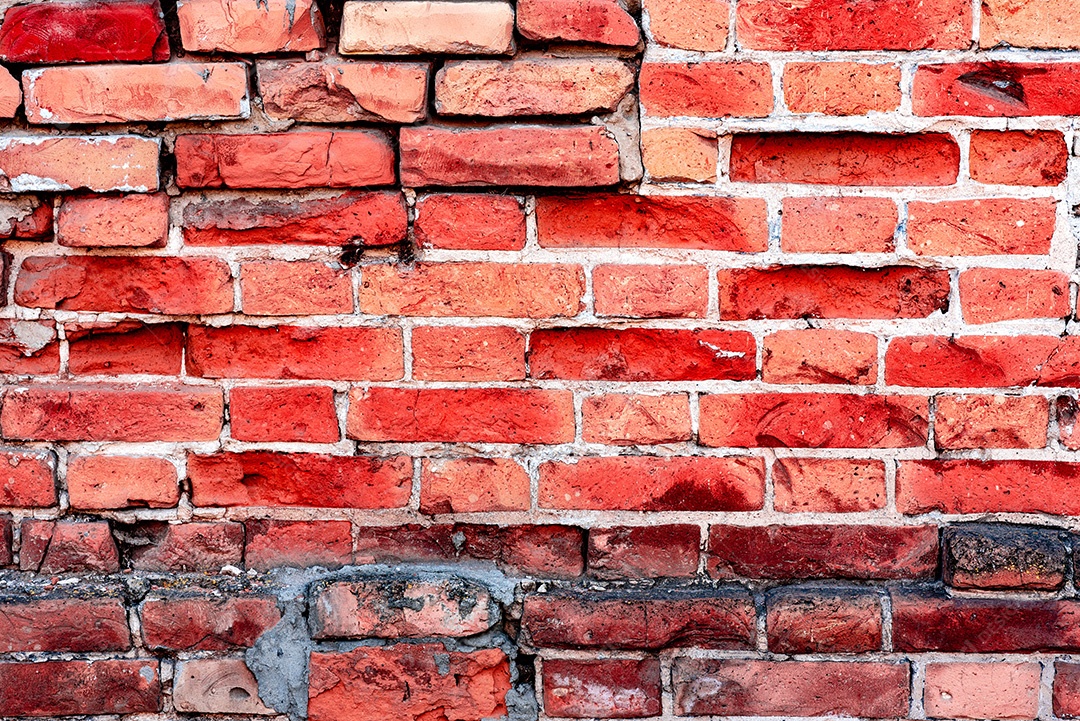 Textura, tijolo, parede, pode ser usado como fundo. Textura de tijolo com arranhões e rachaduras