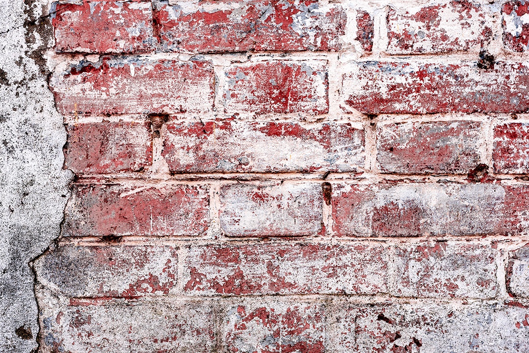 Textura, tijolo, parede, pode ser usado como fundo. Textura de tijolo com arranhões e rachaduras