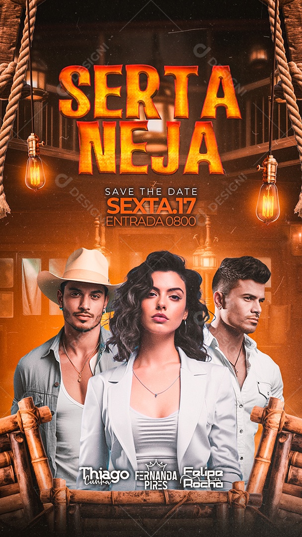 Story Flyer Sertaneja Thiago Cunha Fernanda Pires Felipe Rocha Social Media PSD Editável
