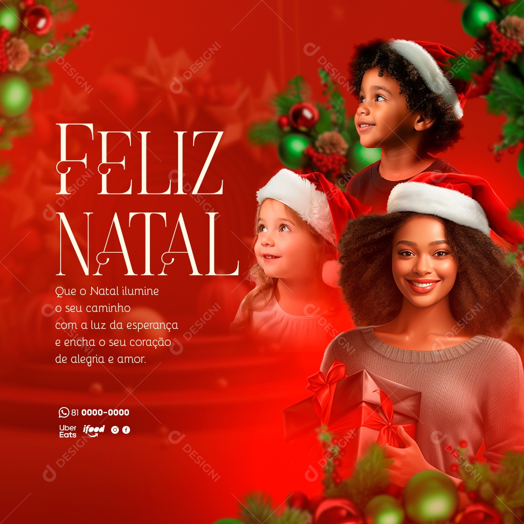 Feliz Natal Seu Coração De Alegria e Amor Social Media PSD Editável