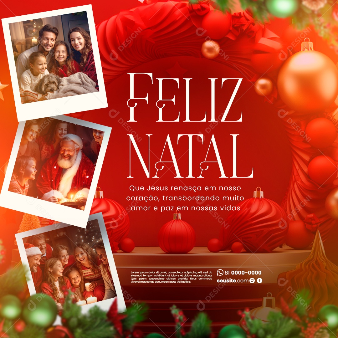 Feliz Natal Amor e Paz Social Media PSD Editável