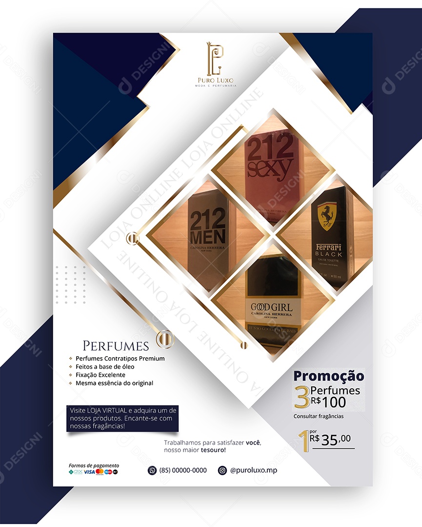 Modelo de Página Promoção de Perfumes AI Editável