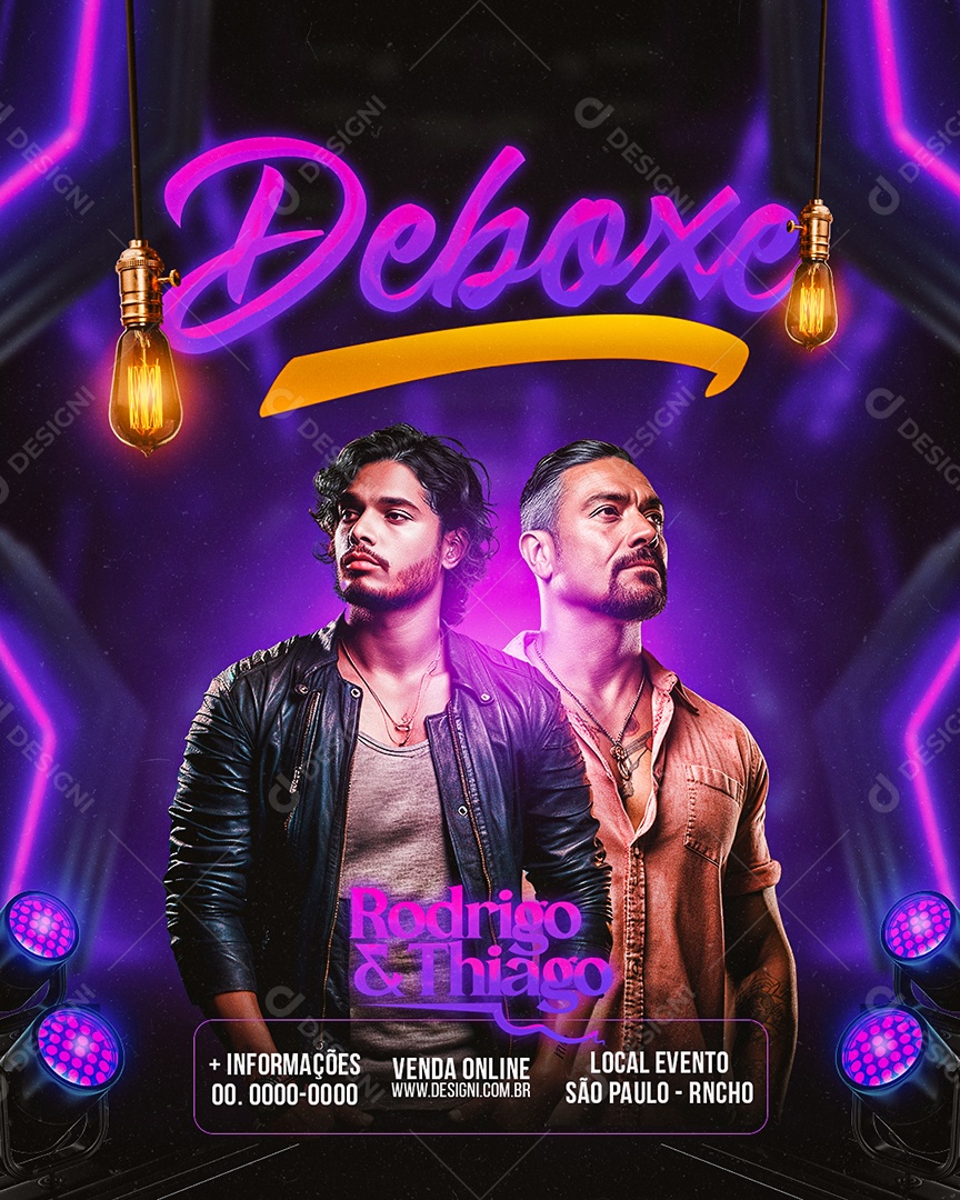 Flyer Deboxe Rodrigo & Thiago Social Media PSD Editável
