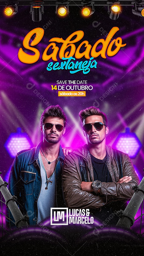 Story Flyer Sábado Sextaneja Lucas & Marcelo Social Media PSD Editável