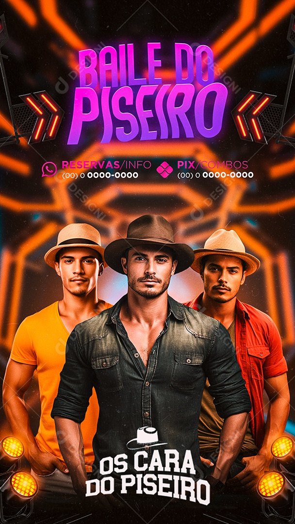 Story Flyer Baile Do Piseiro Os Cara Do Piseiro Social Media PSD Editável