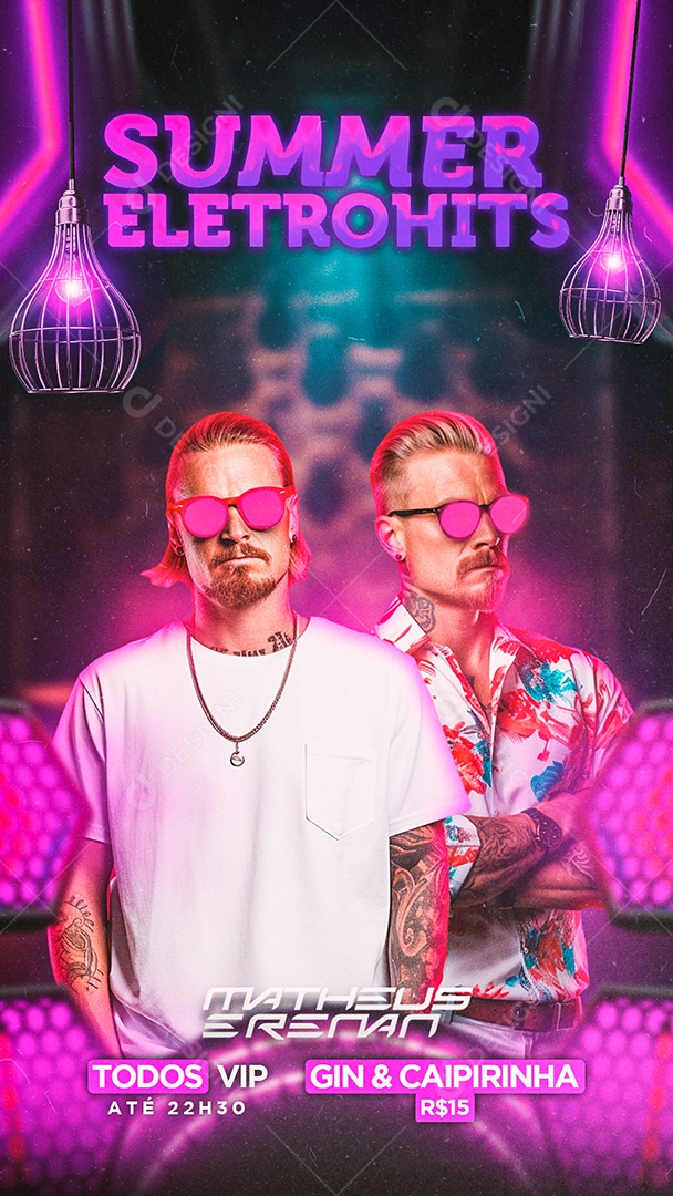 Story Flyer Summer Eletrohits Matheus E Renan Social Media PSD Editável