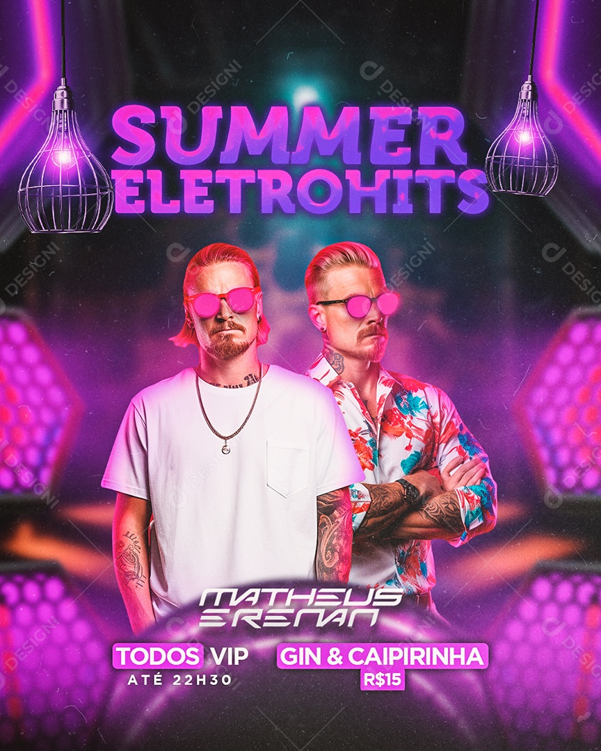 Flyer Summer Eletrohits Matheus E Renan Social Media PSD Editável