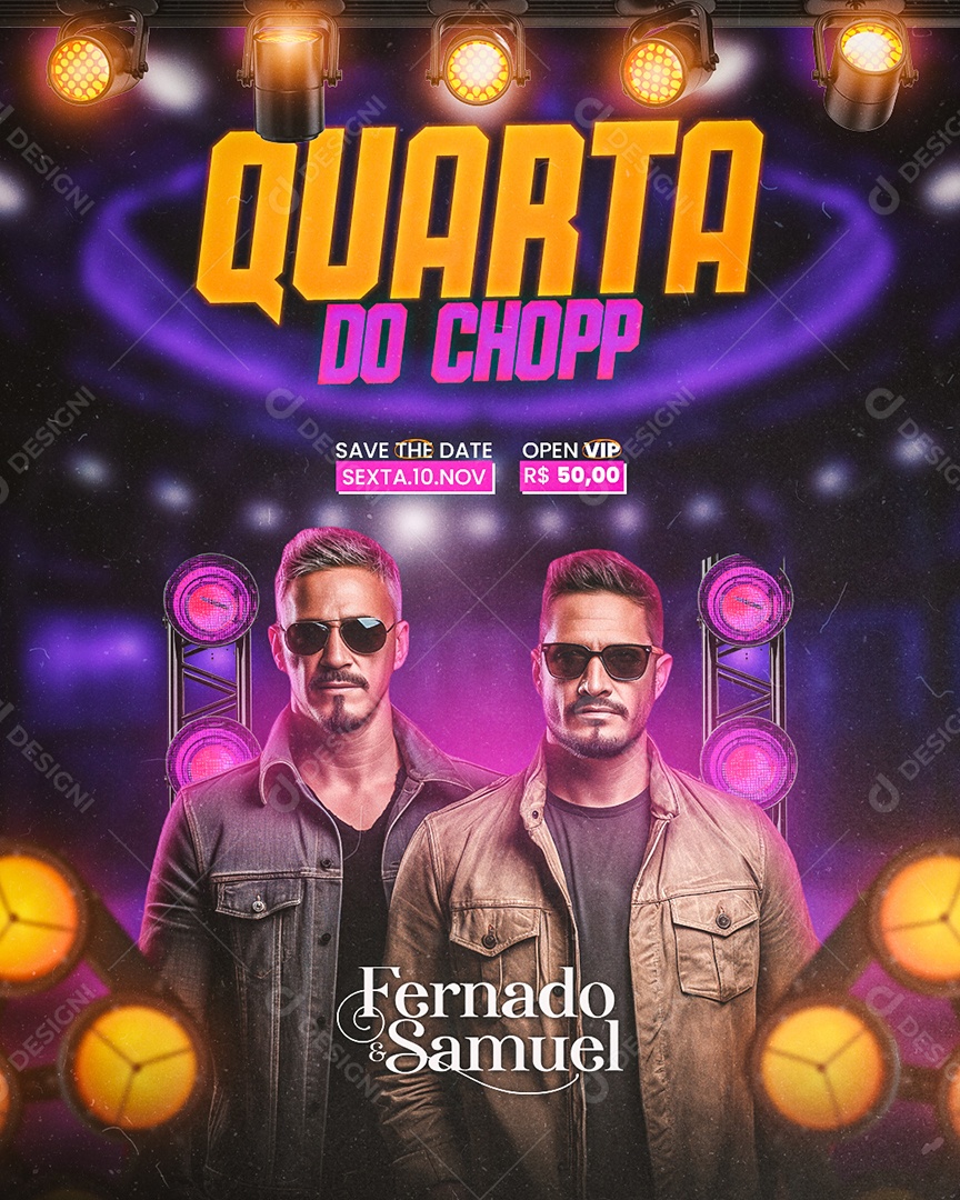 Flyer Quarta Do Chopp Fernado & Samuel Social Media PSD Editável