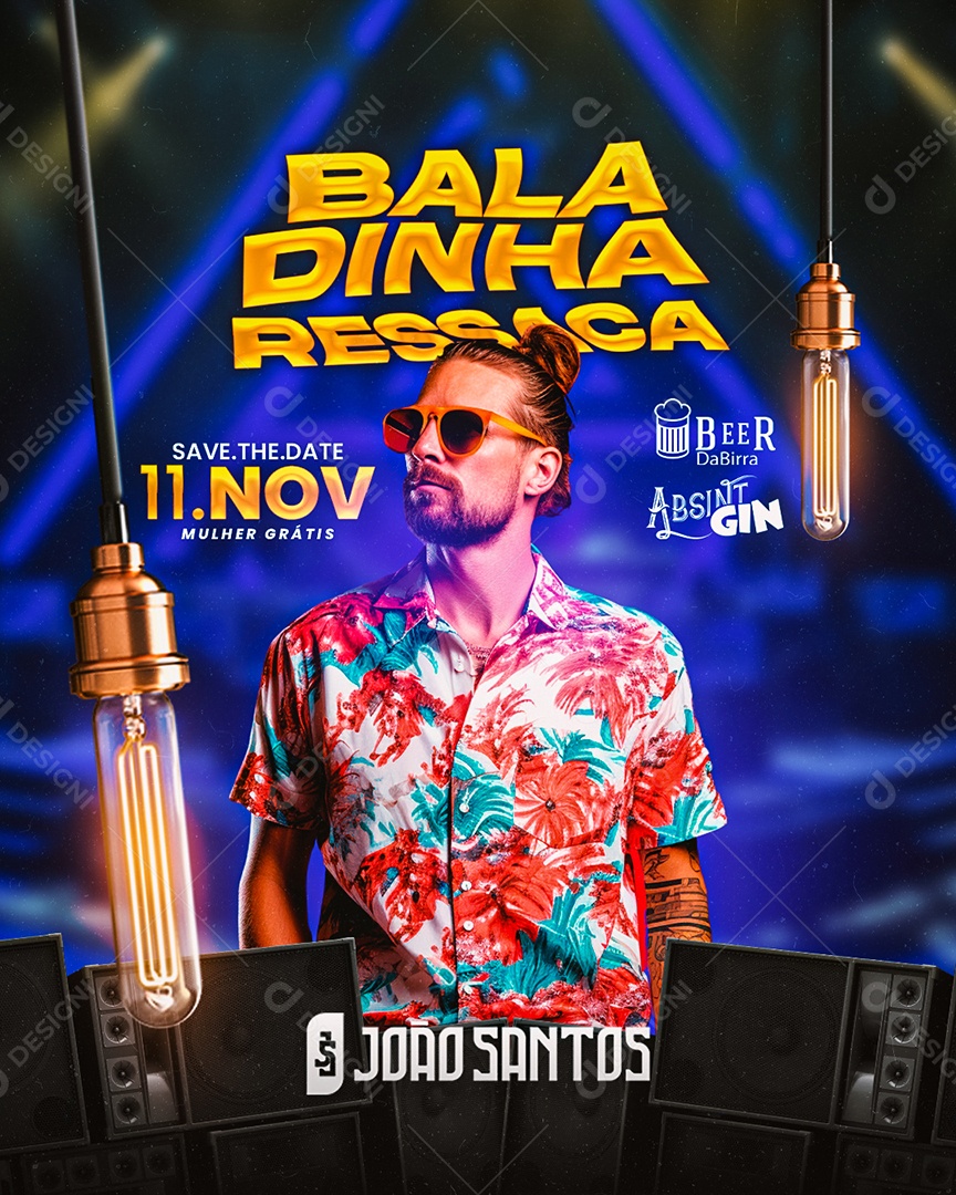 Flyer Baladinha Ressaca João Santos Social Media PSD Editável