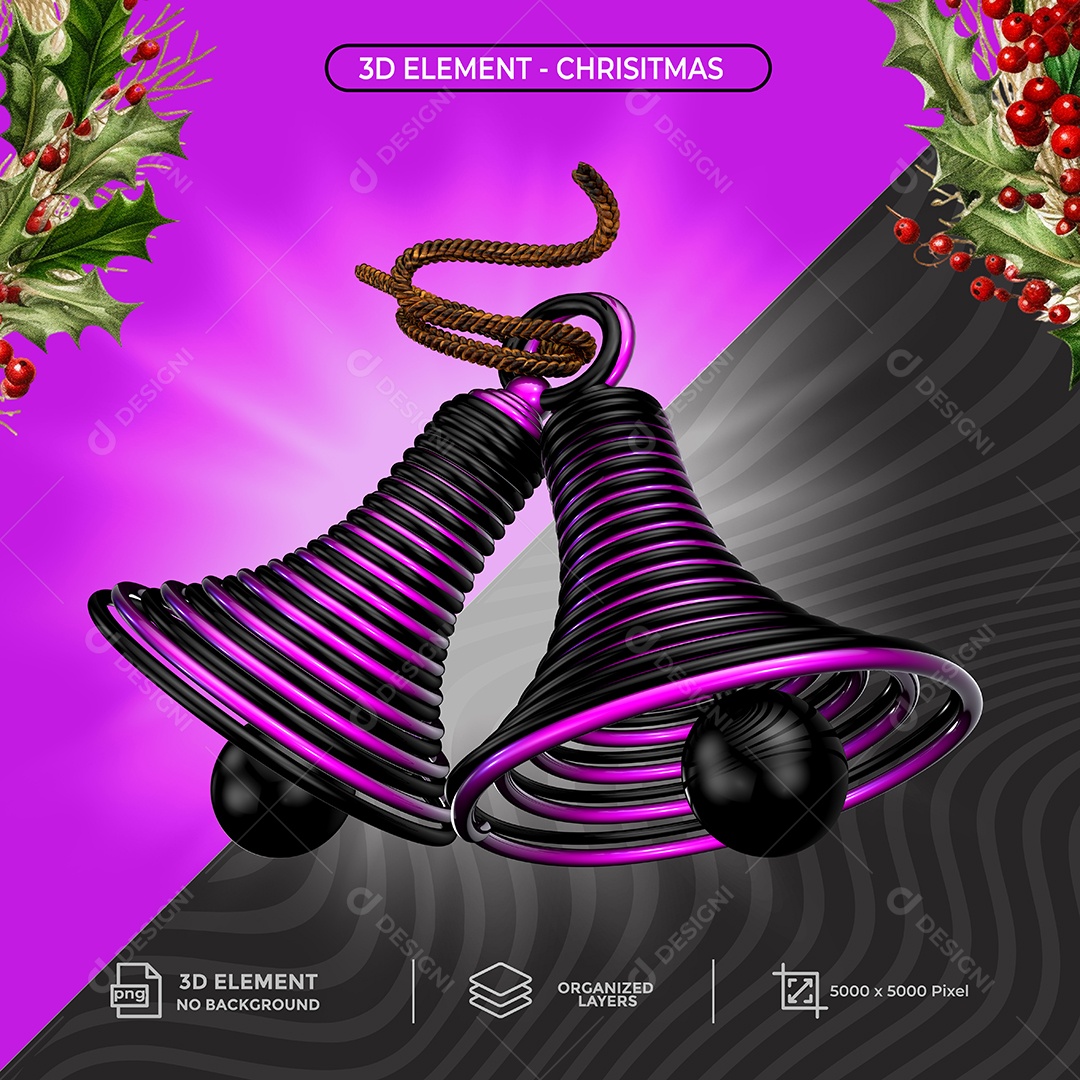 Elemento 3D Sino Natalino Para Composição PSD