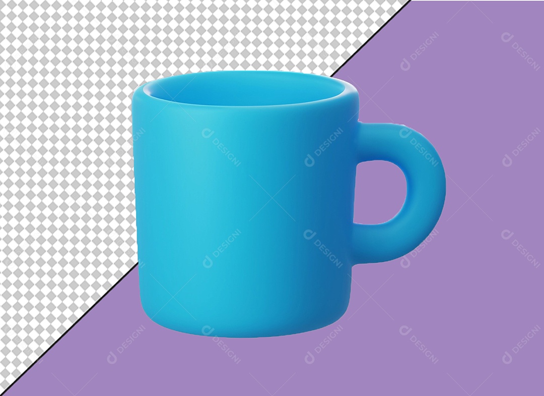 Caneca Azul Elemento 3D para Composição PSD
