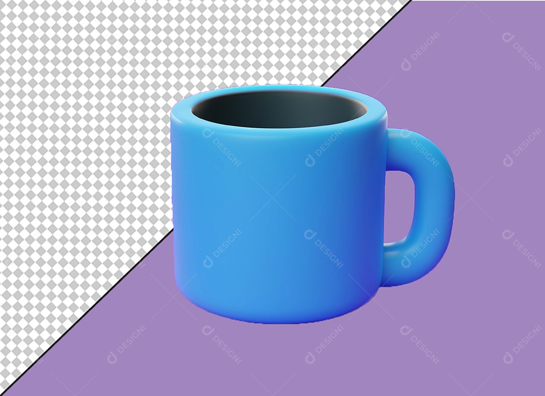 Caneca Azul Elemento 3D para Composição PSD