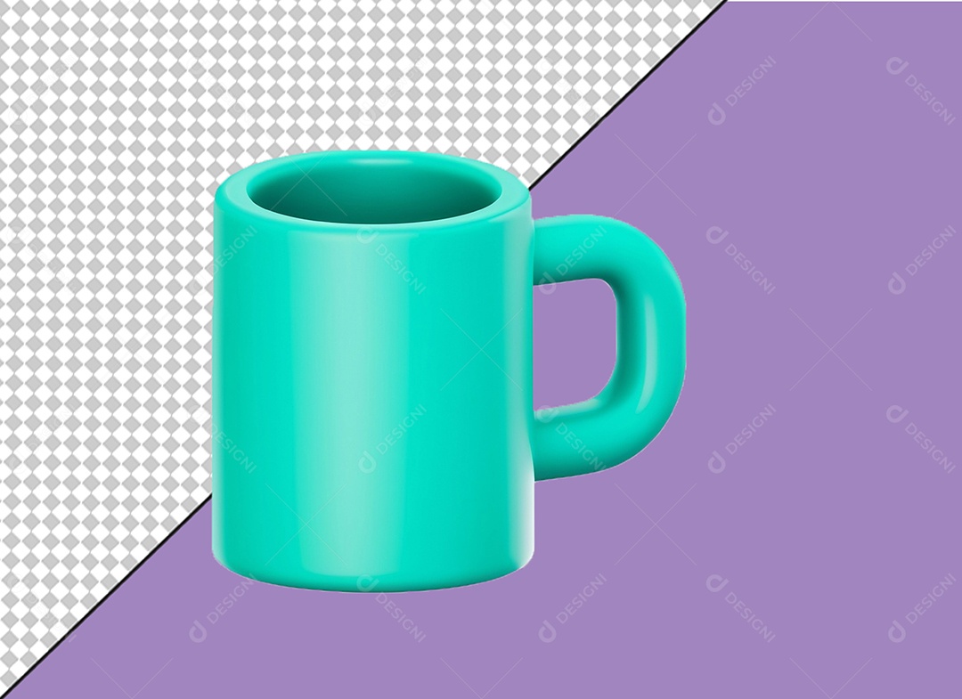 Caneca Azul Elemento 3D para Composição PSD