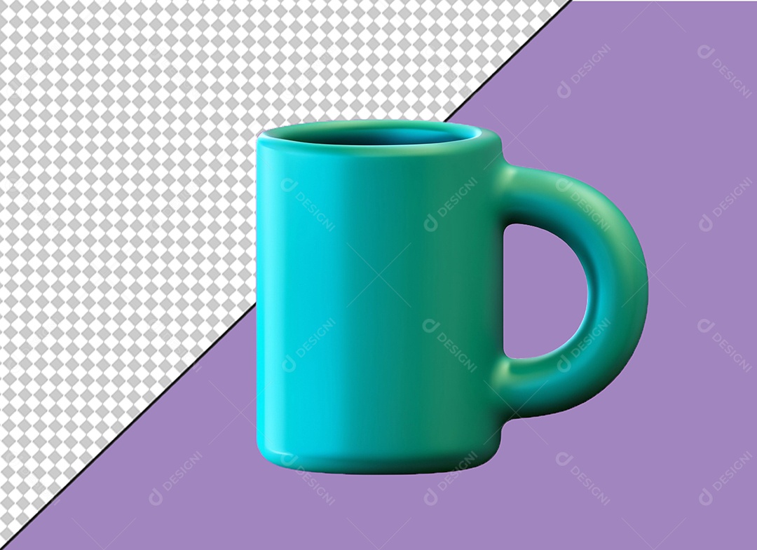 Caneca Verde Elemento 3D para Composição PSD