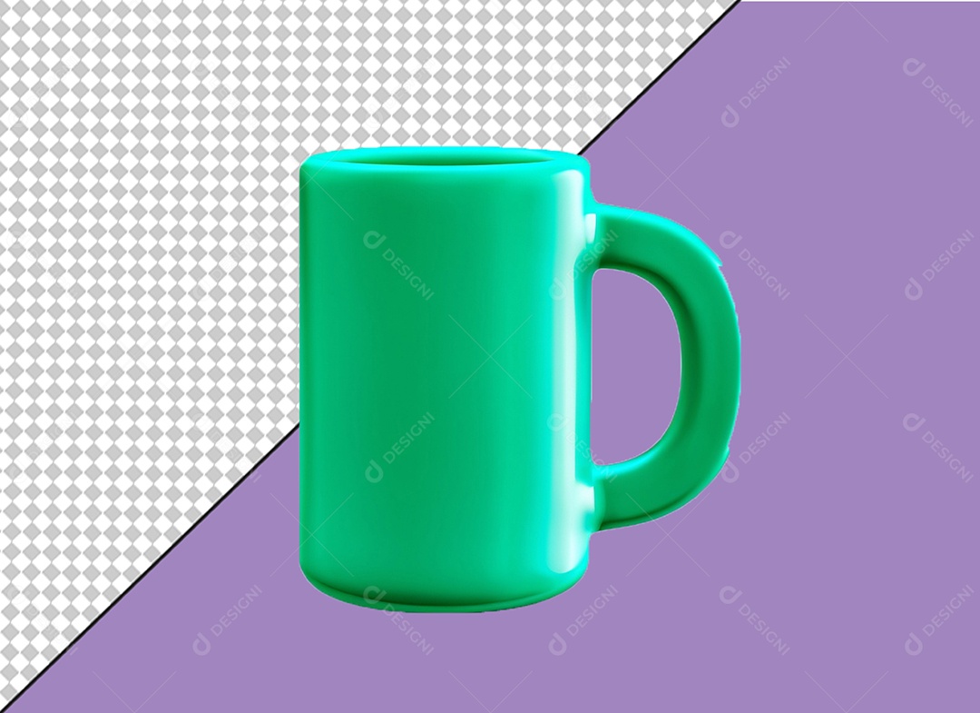 Caneca Verde Elemento 3D para Composição PSD