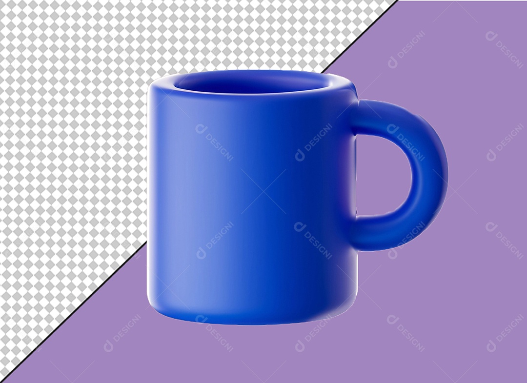 Caneca Azul Elemento 3D para Composição PSD