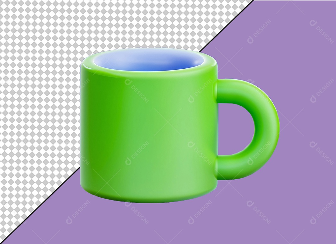 Caneca Verde e Branco Elemento 3D para Composição PSD