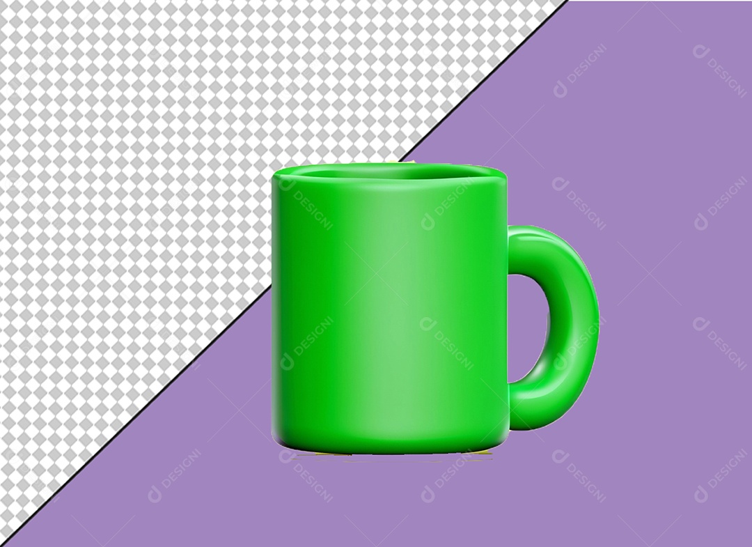 Caneca Verde Elemento 3D para Composição PSD