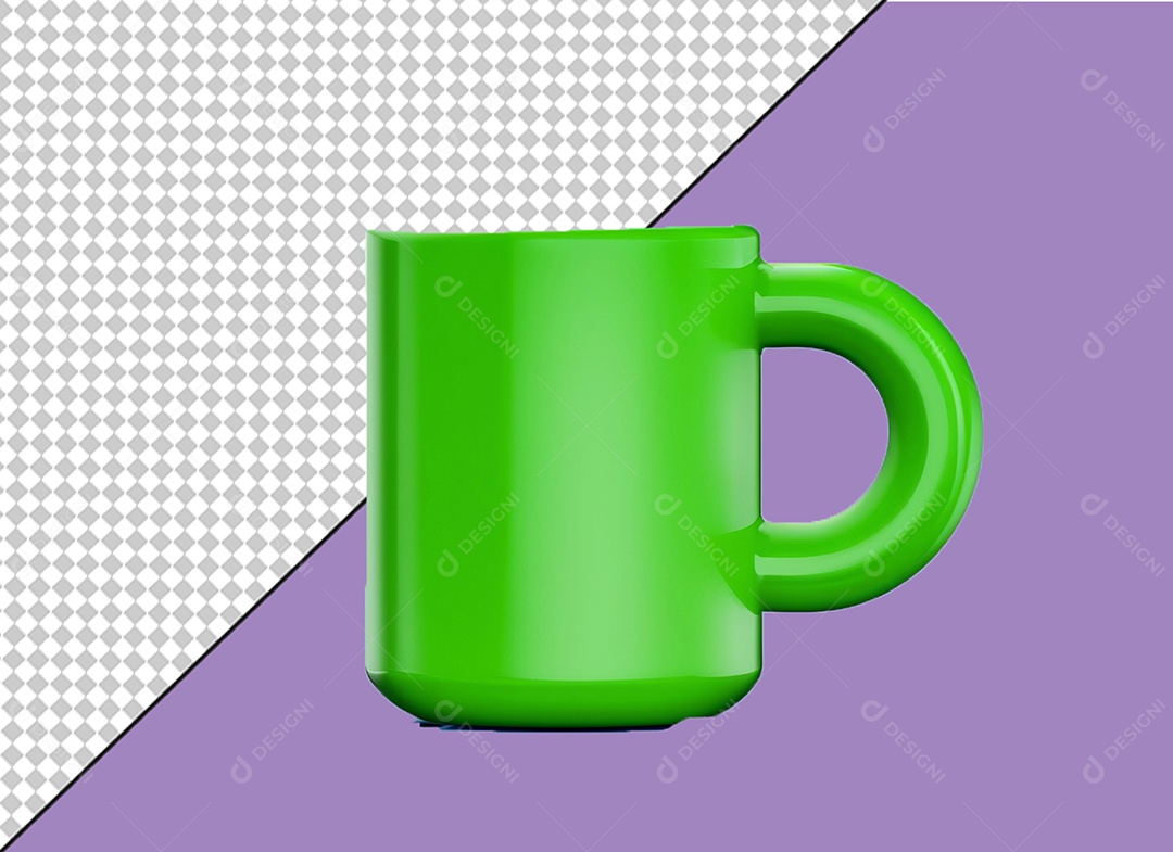 Caneca Verde Elemento 3D para Composição PSD