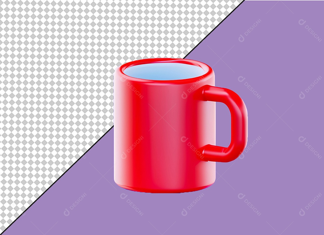 Caneca Vermelha e Branco Elemento 3D para Composição PSD