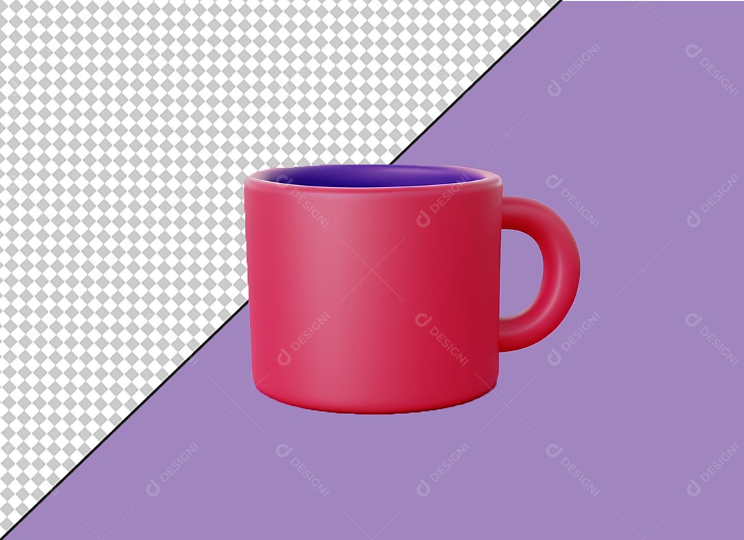Caneca Vermelha Elemento 3D para Composição PSD