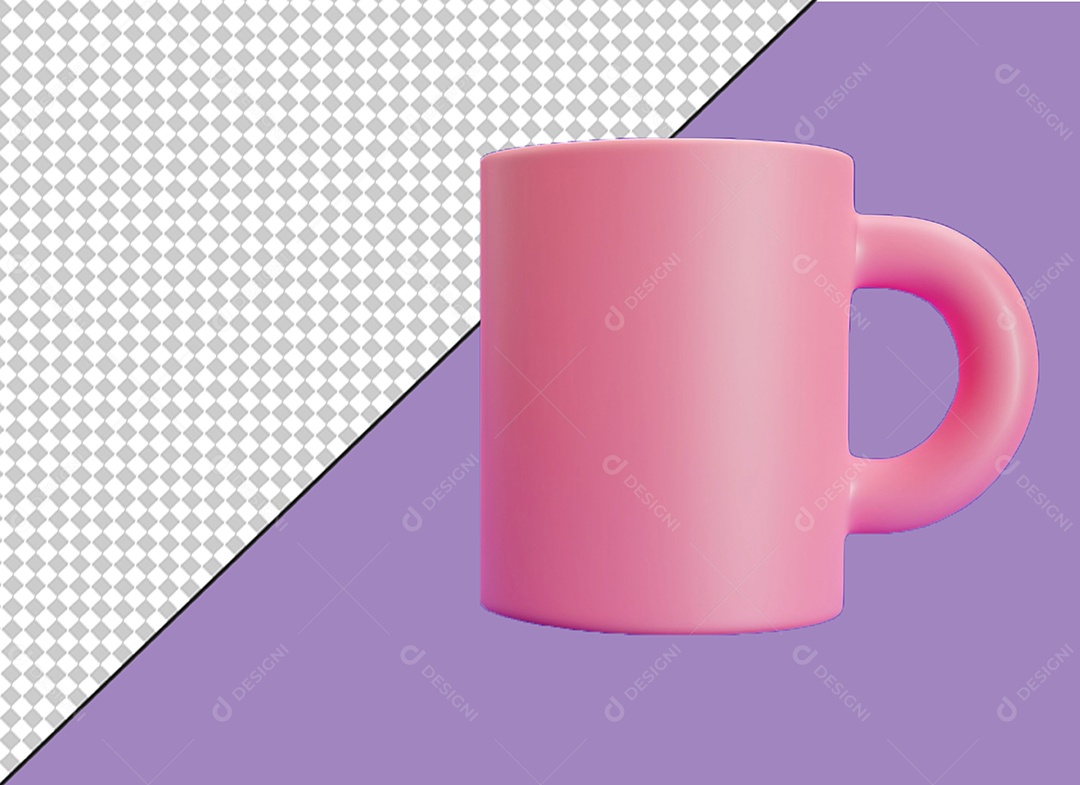 Caneca Rosa Elemento 3D para Composição PSD