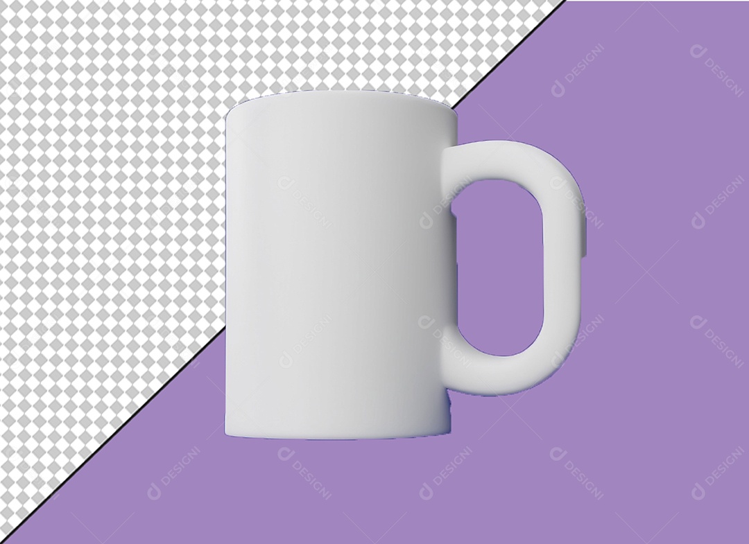 Caneca Branca Elemento 3D para Composição PSD