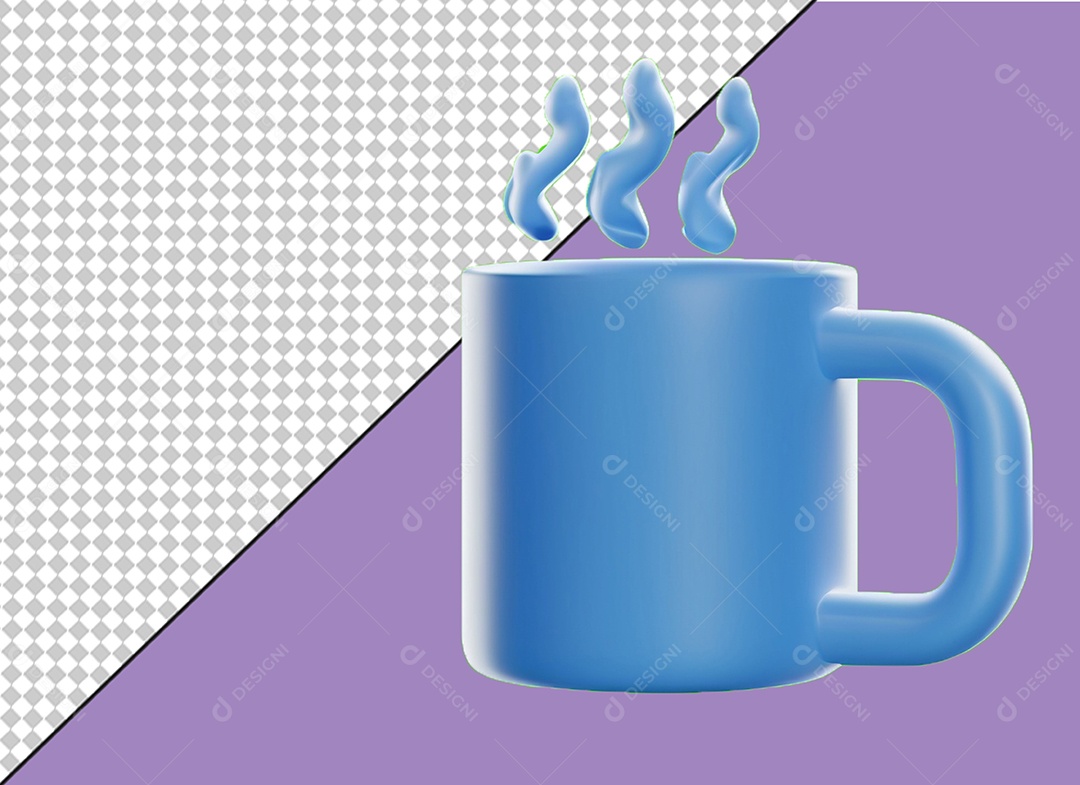 Caneca Azul Elemento 3D para Composição PSD