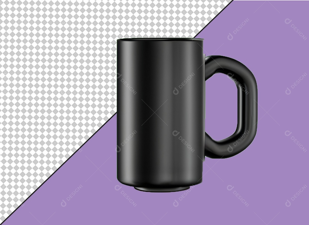 Caneca Preta Elemento 3D para Composição PSD