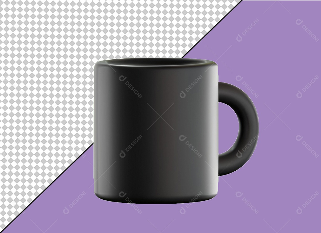 Caneca Preta Elemento 3D para Composição PSD