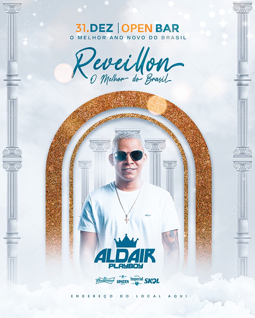 Flyer Show Réveillon 2023 Aldair Playboy Social Media PSD Editável