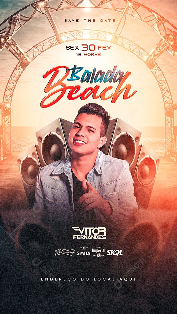 Social Media Flyer Story Balada Beach Vitor Fernades PSD Editável