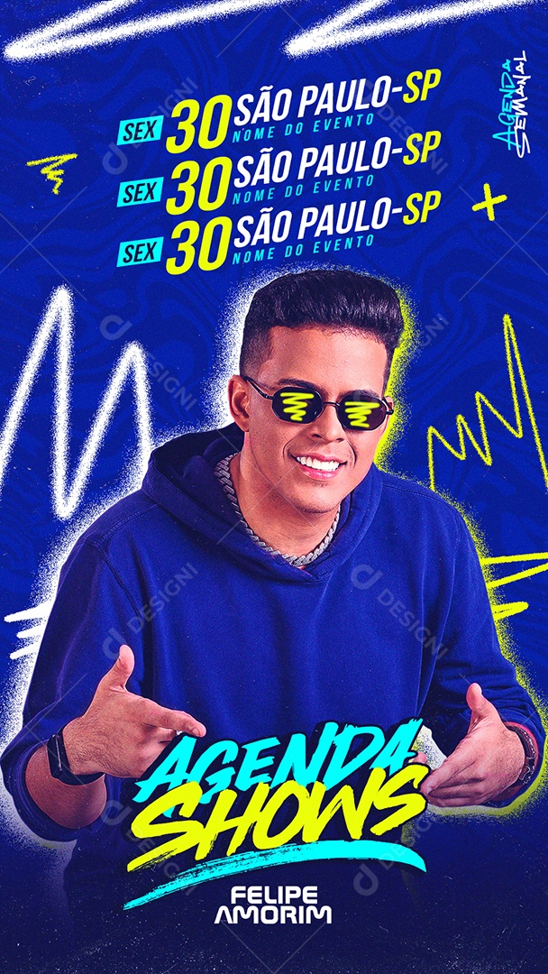 Social Media Flyer Story Agenda Shows Felipe Amorim PSD Editável