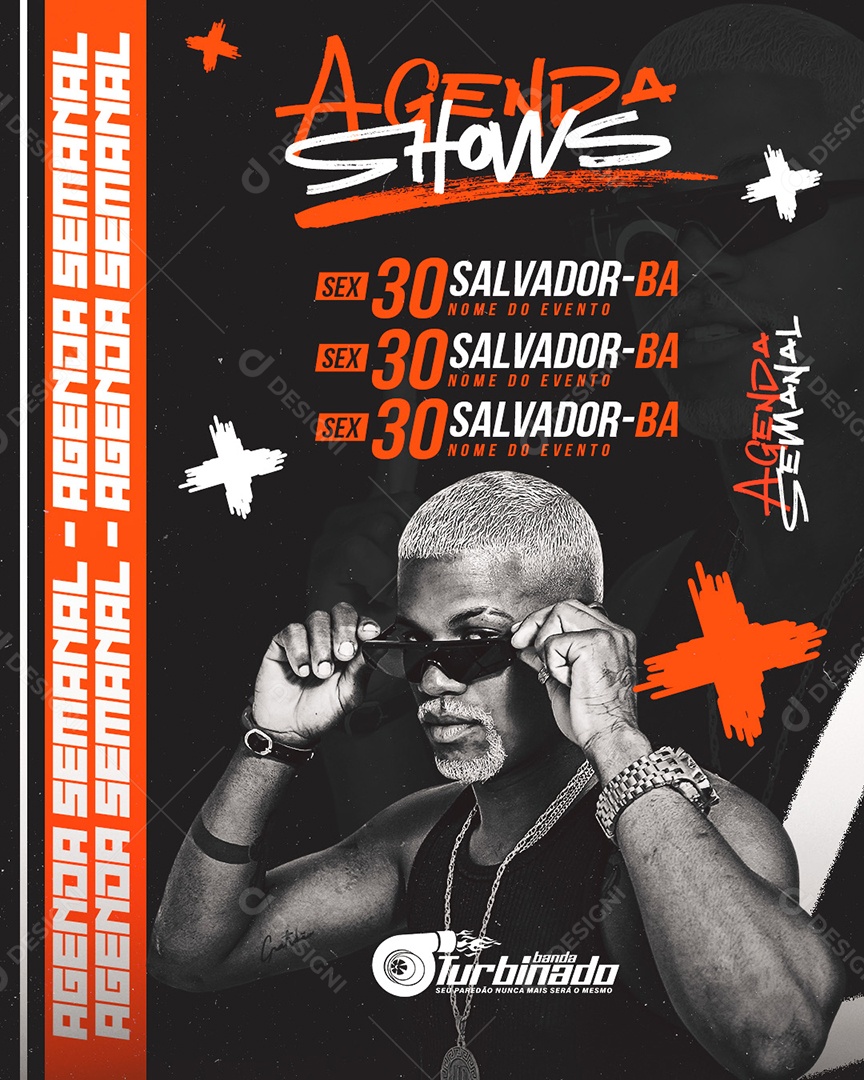 Flyer Feed Agenda Shows A Banda Turbinado Social Media PSD Editável
