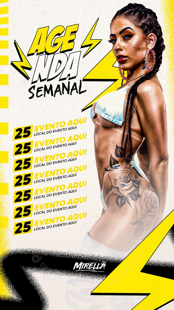 Social Media Flyer Story Mirella Agenda Semanal PSD Editável