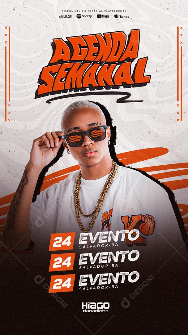 Social Media Flyer Story Agenda Semanal Hiago Danadinho PSD Editável