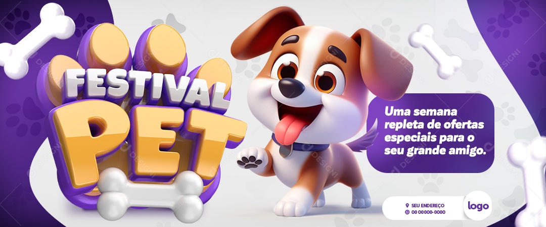 Banner Festival Pet Uma Semana Repleta de Ofertas Pet Shop Social Media PSD Editável
