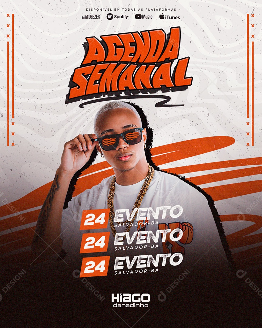 Flyer Feed Agenda Semanal Hiago Danadinho Social Media PSD Editável