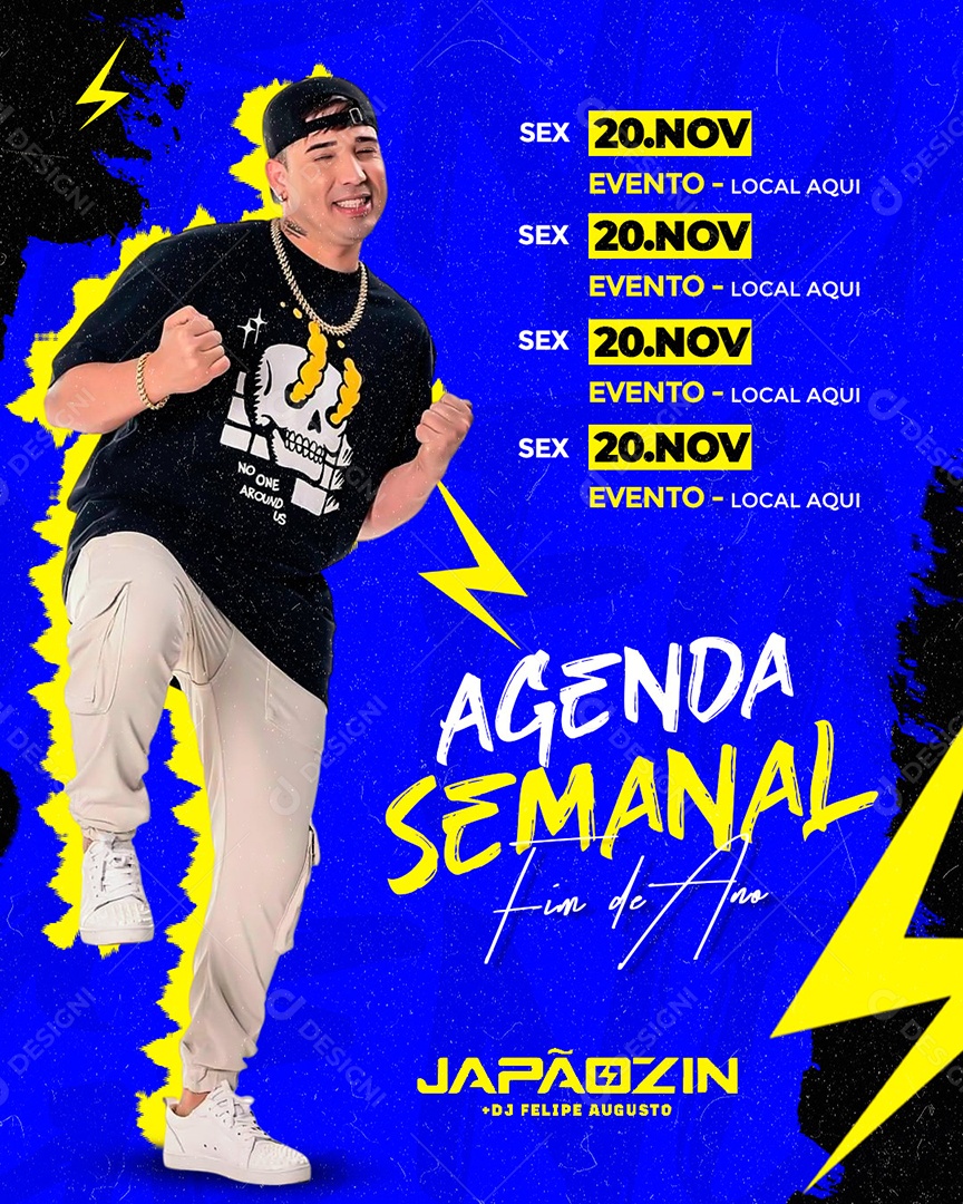 Social Media Flyer Feed Agenda Semanal Fim De Ano Japãozin PSD Editável
