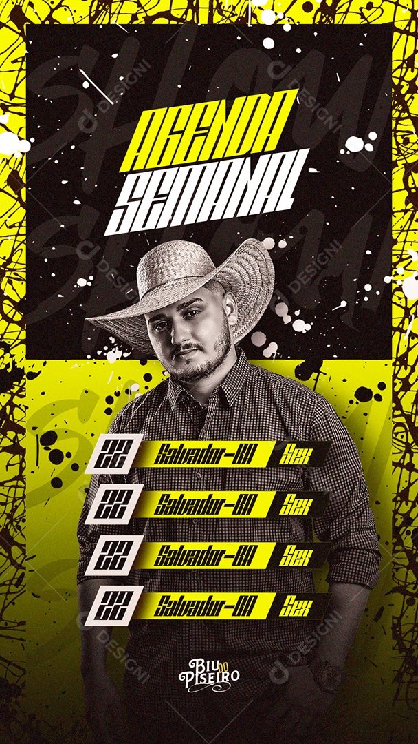 Social Media Flyer Story Weekly Schedule Biu Do Piseiro PSD Editable