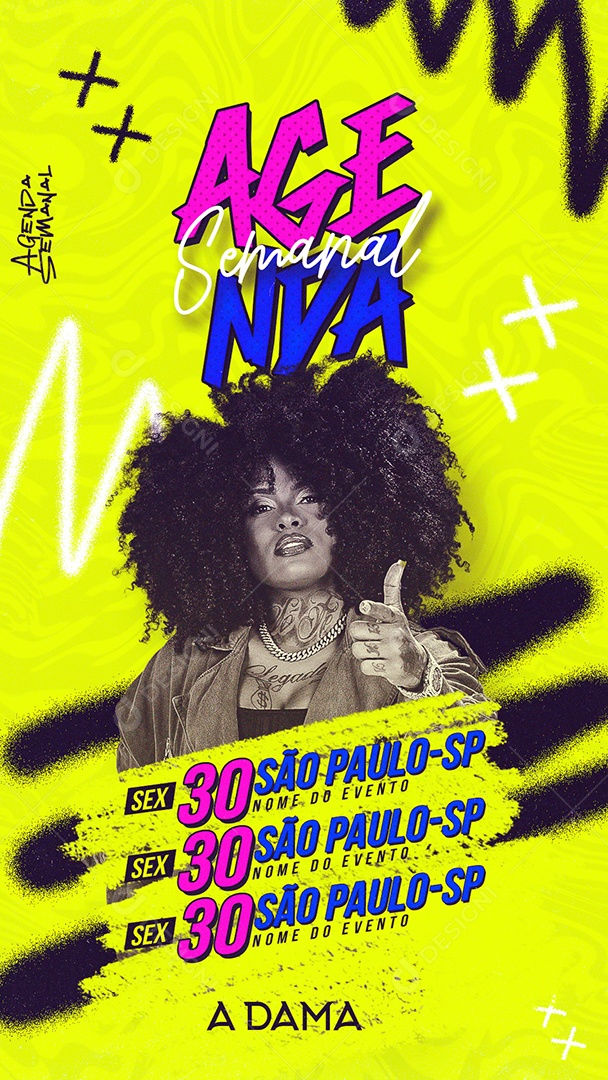 Flyer Story Agenda Semanal A Dama Social Media PSD Editável