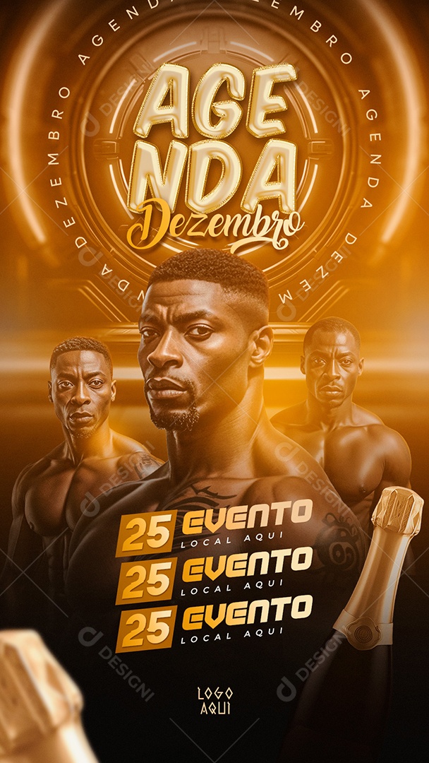 Social Media Flyer Story Agenda Dezembro PSD Editável