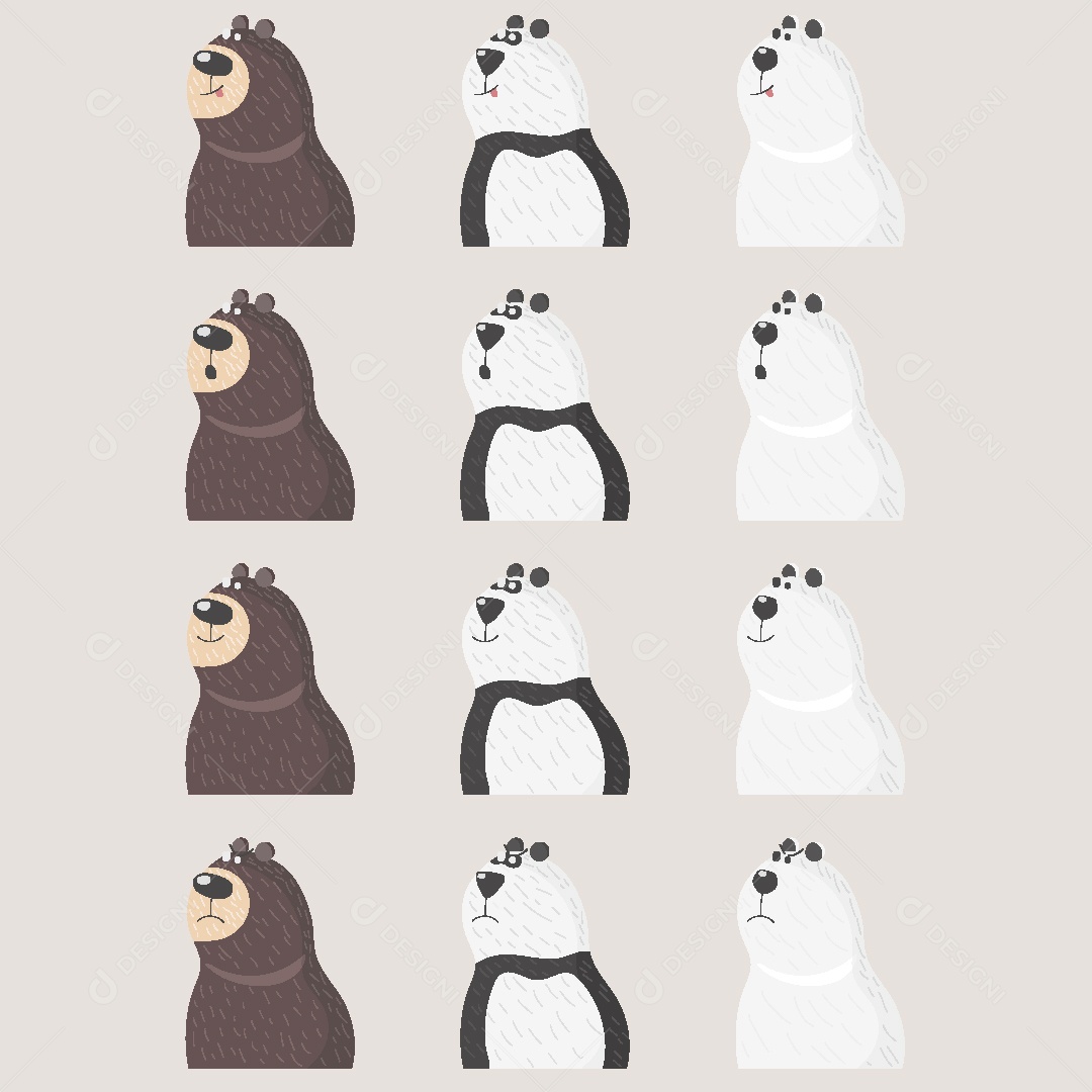 Urso Panda Polar e Pardo Ilustração Vetor EPS