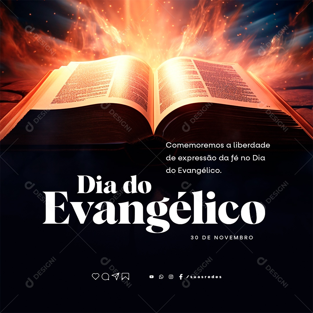 Social Media Comemoremos a Liberdade de Expressão da Fé no Dia do Evangélico PSD Editável