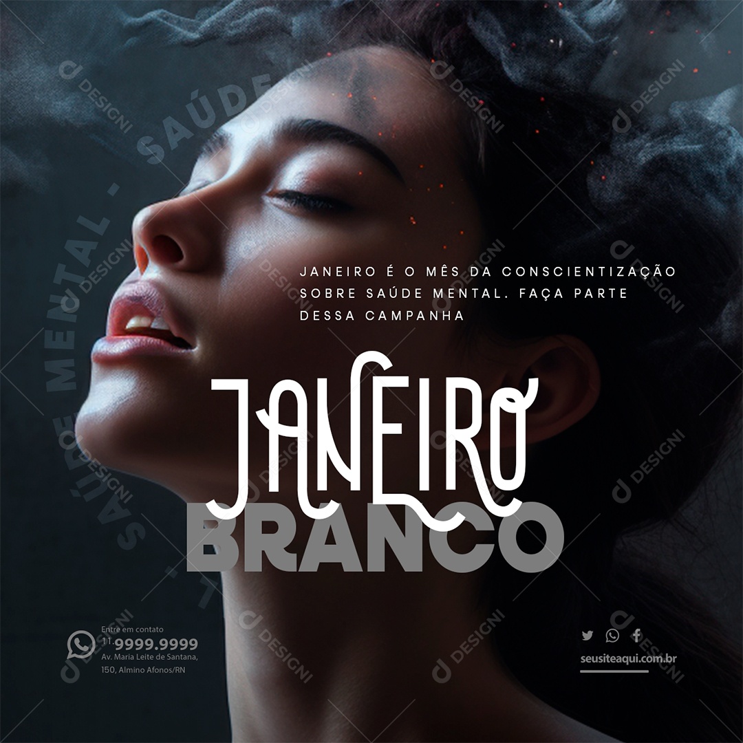 Janeiro Branco é o Mês Da Conscientização Sobre Saúde Mental Social Media PSD Editável