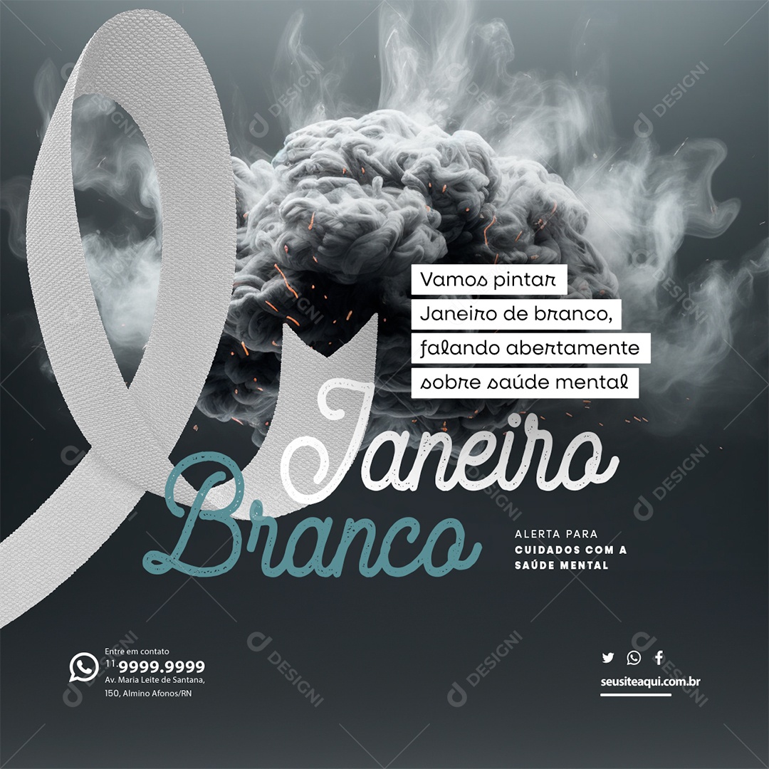 Janeiro Branco Vamos Pintar Janeiro de Branco Falando Abertamente Social Media PSD Editável