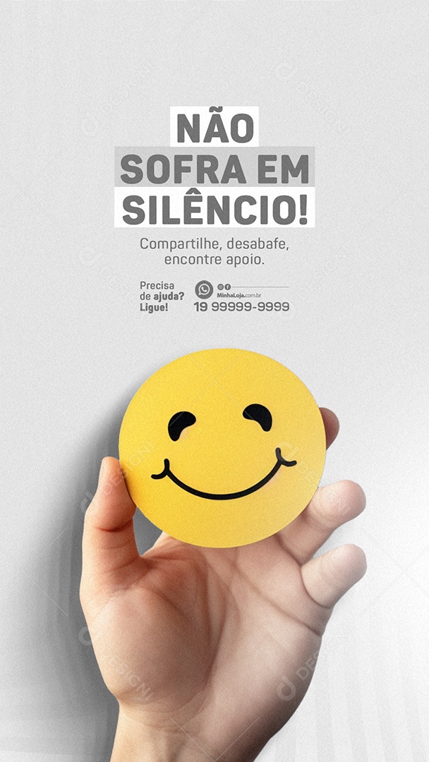 Story Janeiro Branco Não Sofra em Silêncio Social Media PSD Editável